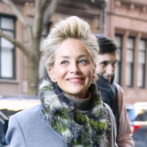 Sharon Stone arrive à son hôtel après une apparition dans l'émission "Today Show" à New York le 18 janvier 2018. Actress Sharon Stone is arriving at her hotel after a appareance on the TV show "Good Morning America" in New York, NY on January 18, 2018.18/01/2018 - New York