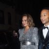 John Legend et sa femme Chrissy Teigen enceinte se rendent à la 60ème cérémonie des Grammy Awards au Madison Square Garden à New York, le 28 janvier 2018.