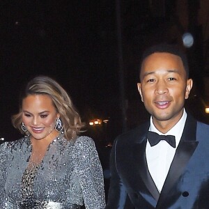 John Legend et sa femme Chrissy Teigen enceinte se rendent à la 60ème cérémonie des Grammy Awards au Madison Square Garden à New York, le 28 janvier 2018.