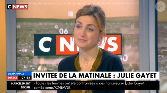Julie Gayet sur le plateau de "La Matinale" sur CNews le 30 janvier 2018