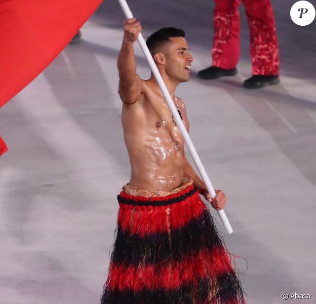 La délégation du Tonga - Cérémonie d'ouverture des Jeux Olympiques d'hiver à Pyeongchang en Corée du sud le 9 février 2018.