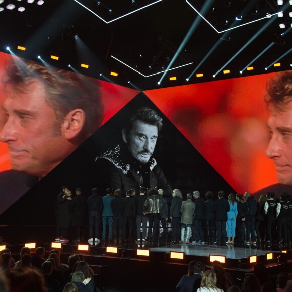 Les artistes rendent l'hommage à Johnny Hallyday - 33ème Cérémonie des Victoires de la Musique à la Seine musicale de Boulogne-Billancourt, France, le 9 février 2018. © Coadic Guirec/Bestimage