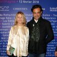 Nicole Garcia et un ami -- Le professeur S. Lyonnet, président de l'Institut des maladies génétiques, et le galériste K. Mennour ont organisé la soirée "Heroes for Imagine", une grande vente aux enchères d'oeuvres d'art animée par G. Elmaleh et dirigée par le président de Christie's F. de Ricqlès à l'institut Imagine, à Paris le 12 février 2018. © Dominique Jacovides/Bestimage