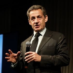 Semi-exclusif - Nicolas Sarkozy - Vente aux enchères au profit de la campagne "Guérir le cancer de l'enfant" au Pavillon Ledoyen à Paris le 13 février 2018. L'intégralité des dons effectués à l’occasion de cette soirée ira au profit de la campagne "Guérir le cancer de l’enfant au 21ème siècle de la Fondation Gustave Roussy". F. Lemos, le père du petit Noé décédé il y a quatre ans d'un cancer du cerveau, avait fait afficher le visage de son fils sur la Tour Montparnasse pour tout le mois de septembre. Depuis, son combat est devenu cette grande campagne dont N. Sarkozy est le parrain cette année. © Cyril Moreau/Bestimage13/02/2018 - Paris