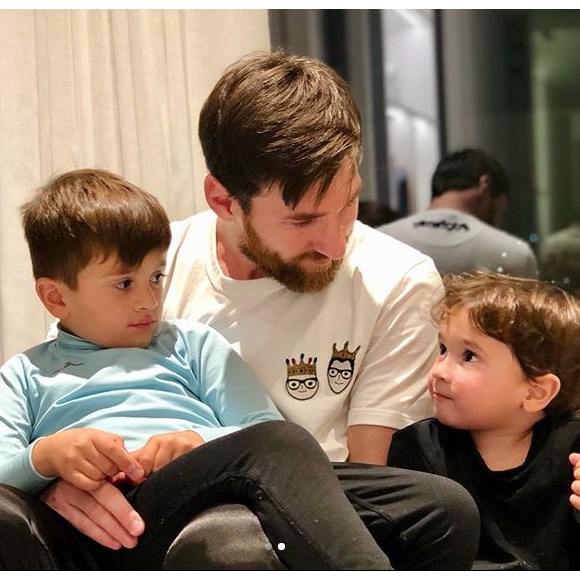 Lionel Messi avec ses fils Thiago et Mateo, photo Instagram 9 février 2018