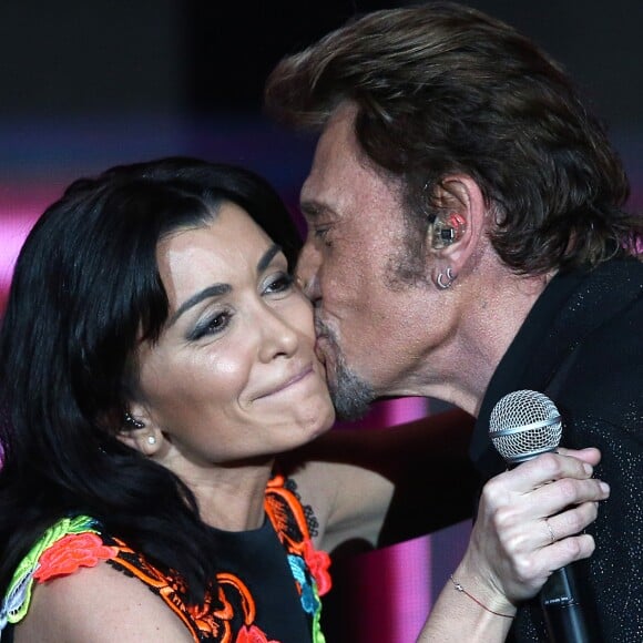 Exclusif - Jenifer Bartoli et Johnny Hallyday - Enregistrement de l'émission Spécial Johnny Hallyday, "Johnny, la soirée événement"diffusée sur TF1 en prime-time le 20 décembre 2014.