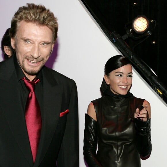 Johnny Hallyday et Jenifer lors de l'élection de Miss France le 3 décembre 2015 à Cannes.