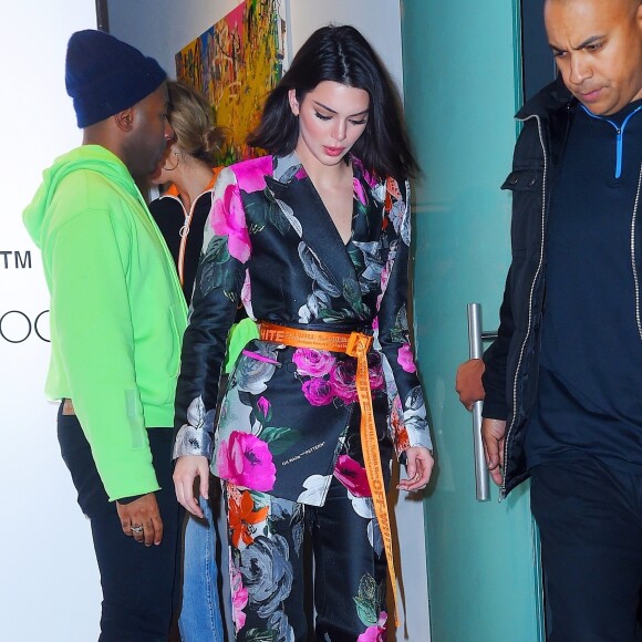 Kendall Jenner à l'issue du dîner de la collaboration Off-White™ c/o Jimmy Choo à New York. Le 11 février 2018
