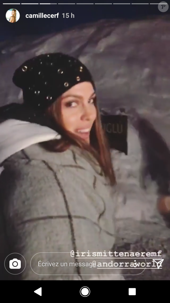 Camille Cerf et Iris Mittenaere à la neige, à Andorre, février 2018