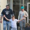 Exclusif - Justin Bieber est allé déjeuner avec son père Jeremy et son petit frère Jaxon à Hollywood, le 25 janvier 2018