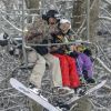 Exclusif - David Beckham et ses enfants Romeo, Cruz et Harper, faisant du ski et du snowboard pendant leurs vacances en famille à Whistler, Canada le 17 février 2018.
