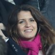 La secrétaire d'Etat Marlène Schiappa dans les tribunes du Parc des Princes lors du match de Ligue 1 PSG - OM (3-0), à Paris le 25 février 2018.