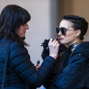 Natalie Portman et R. Cassidy très Rock'n Roll sur le tournage "Vox Lux" dans le quartier de Downtown Manhattan à New York, le 28 février 2018