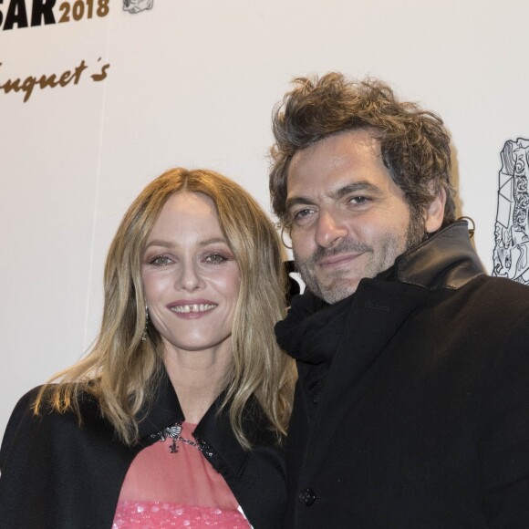 Vanessa Paradis, Matthieu Chedid (le chanteur M) - Dîner de la cérémonie des César au Fouquet's à Paris le 2 mars 2017. © Olivier Borde-Dominique Jacovides/Bestimage