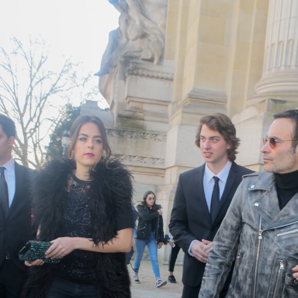 Anouchka Delon, Anthony Delon arrivent au défilé "Elie Saab - collection prêt-à-porter automne-hiver 2018" au Grand Palais à Paris, le 3 mars 2018.