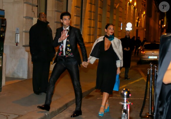 Javier Pastore et Chiara Picone - Anniversaire du joueur de football du Paris Saint-Germain (PSG), le brésilien Neymar Jr qui fête ses 26 ans au Pavillon Cambon à Paris, le 4 février 2018.