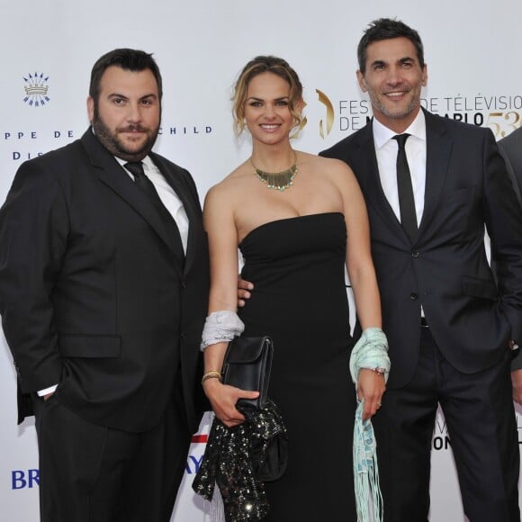 Laurent Ournac, Geraldine Lapalus, Patrick Guerineau et Thierry Heckendorn (Serie "Camping Paradis") - Ceremonie d'ouverture du 53eme festival de Monte Carlo au Forum Grimaldi à Monaco, le 9 juin 2013.