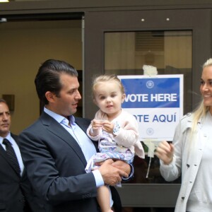 Donald Trump Jr et sa femme Vanessa accompagnés de leur fille Chloe, vont voter pour les primaires républicaines des élections présidentielles américaines à New York. Le 19 avril 2016