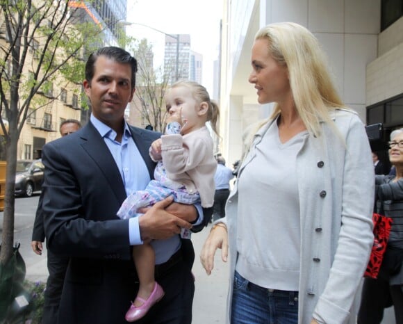 Donald Trump Jr et sa femme Vanessa Haydon accompagnés de leur fille Chloe, vont voter pour les primaires républicaines des élections présidentielles américaines à New York. Le 19 avril 2016