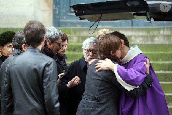 Jacques Destoop (veuf de Geneviève Fontanel) - Sortie des obsèques de Geneviève Fontanel en l'église Saint-Roch à Paris le 22 mars 2018. © CVS/Bestimage