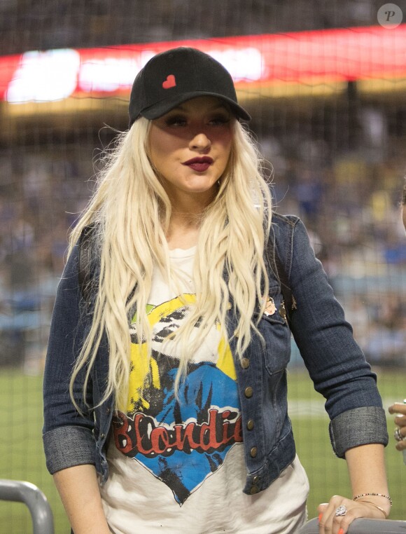 Christina Aguilera assiste au match de basket Los Angeles Dodgers contre Atlanta Braves au stade Dodgers à Los Angeles, le 21 juillet 2017 © Prensa Internacional via Zuma/Bestimage
