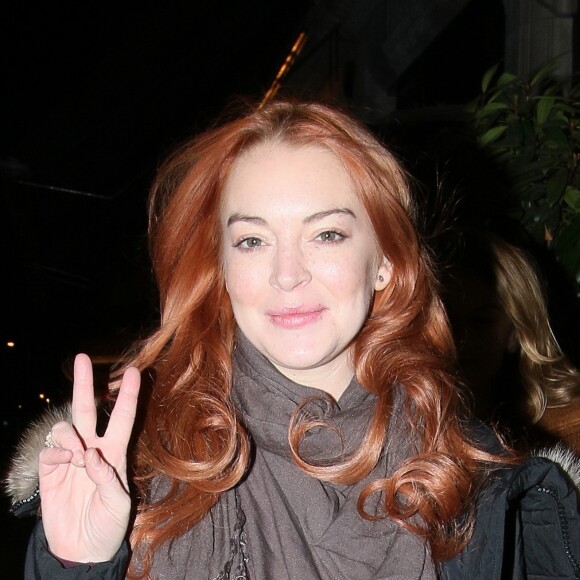 Lindsay Lohan à la sortie du restaurant Scott à Mayfair à Londres. Le 23 février 2018