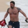 Exclusif - Ben Affleck sur le tournage de "Triple Frontier" produit par Netflix sur une plage de Honolulu.
