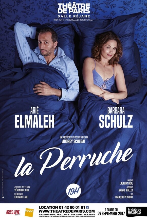 Affiche de la pièce "La Perruche" avec Arié Elmaleh et Barbara Schulz au Théâtre de Paris.