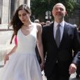Pierre Moscovici et Anne-Michelle Bastéri lors de leur mariage à la mairie du VIème arrondissement à Paris. Le 13 juin 2015
