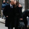 Exclusif - Pierre Moscovici et sa compagne Anne-Michelle Bastéri - Obsèques de Serge Moscovici au cimetière du Montparnasse à Paris, le 20 novembre 2014.