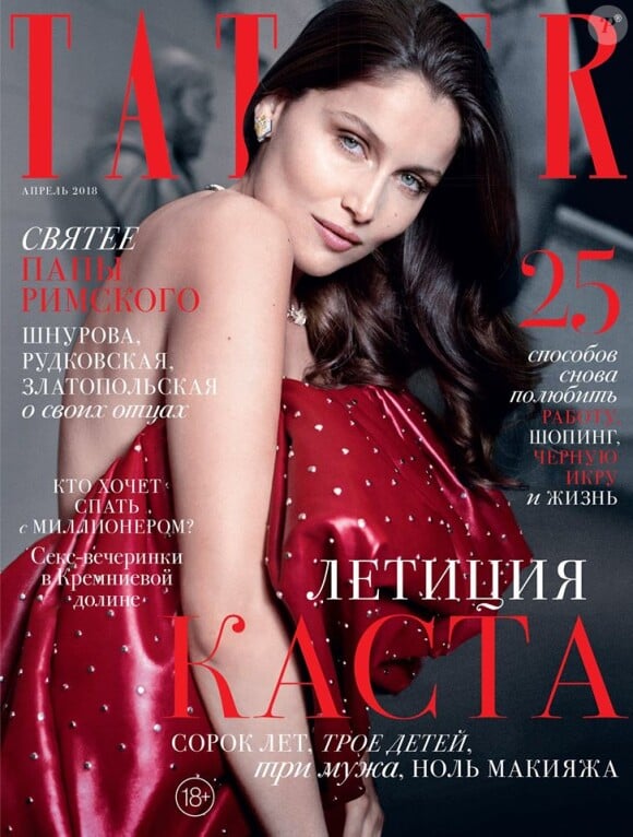 Laetitia Casta en couverture du magazine Tatler Russia. Numéro d'avril 2018.