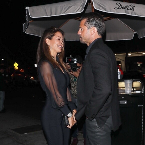 Brooke Burke et son mari David Charvet quittent le restaurant le "Delilah" à Los Angeles Le 13 octobre 2017