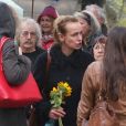 Sandrine Bonnaire - Sorties - Obsèques de Jacques Higelin au cimetière du Père Lachaise à Paris le 12 avril 2018