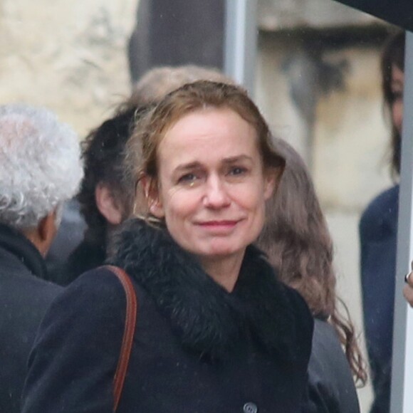 Sandrine Bonnaire lors des obsèques de Jacques Higelin au cimetière du Père Lachaise à Paris le 12 avril 2018.