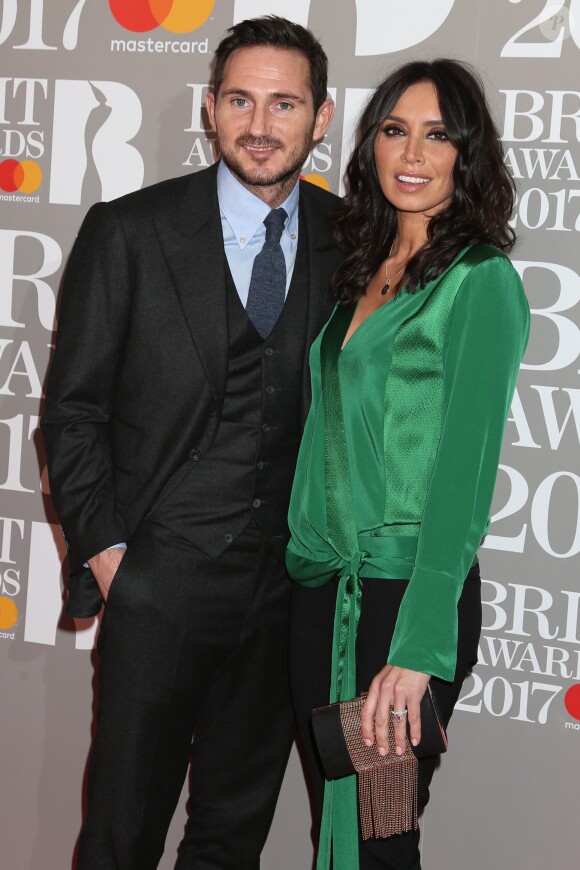 Christine Bleakley et son mari Frank Lampard arrivant aux Brit Awards 2017 à Londres, le 22 février 2017.
