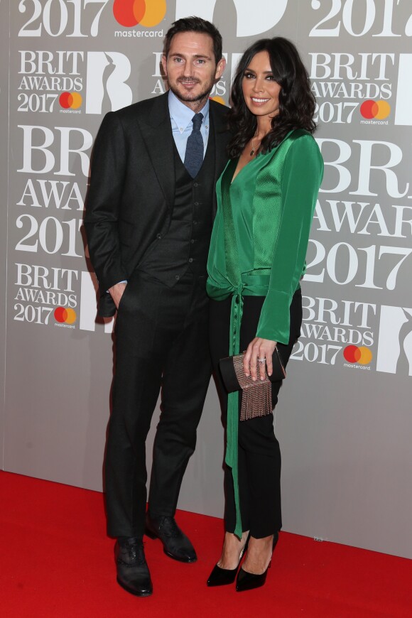 Christine Bleakley et son mari Frank Lampard arrivant aux Brit Awards 2017 à Londres, le 22 février 2017.