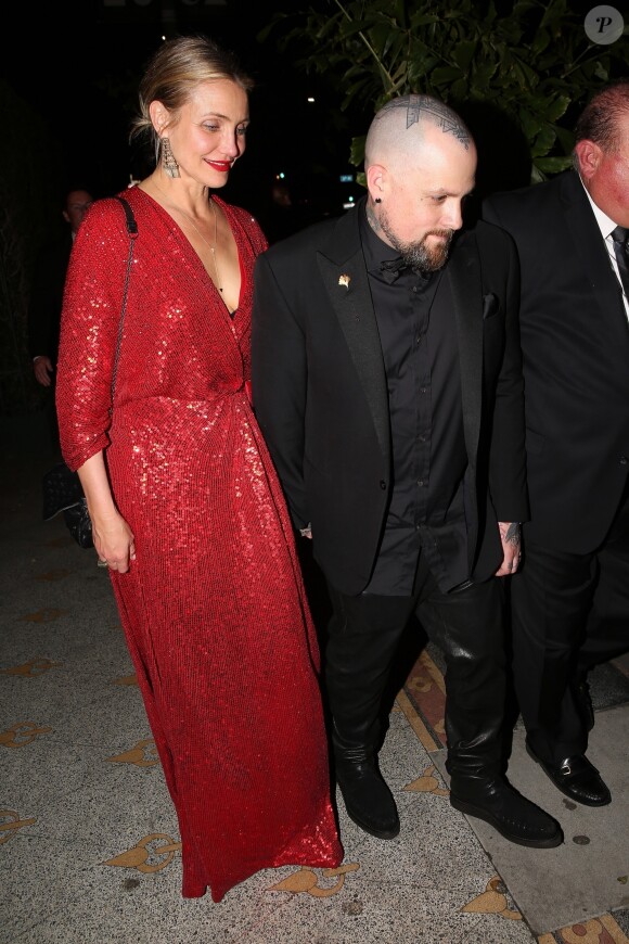 Cameron Diaz et son mari Benji Madden - Les célébrités quittent la soirée qui est censé être le mariage de Gwyneth Paltrow et de son fiancé Brad Falchuk à Los Angeles le 14 avril 2018.  Celebrities leaving Gwyneth Paltrow and Brad Falchuk's engagement/wedding party in Los Angeles. It's rumored that the event was either an engagement dinner or a secret wedding in Los Angeles April 14th, 2018.15/04/2018 - Los Angeles