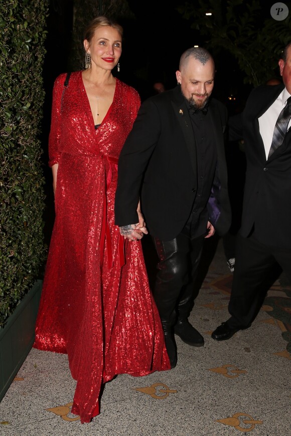 Cameron Diaz et son mari Benji Madden - Les célébrités quittent la soirée qui est censé être le mariage de Gwyneth Paltrow et de son fiancé Brad Falchuk à Los Angeles le 14 avril 2018.  Celebrities leaving Gwyneth Paltrow and Brad Falchuk's engagement/wedding party in Los Angeles. It's rumored that the event was either an engagement dinner or a secret wedding in Los Angeles April 14th, 2018.15/04/2018 - Los Angeles