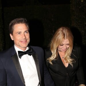 Rob Lowe et sa femme Sheryl Berkoff - Les célébrités quittent la soirée qui est censé être le mariage de Gwyneth Paltrow et de son fiancé Brad Falchuk à Los Angeles le 14 avril 2018.  Celebrities leaving Gwyneth Paltrow and Brad Falchuk's engagement/wedding party in Los Angeles. It's rumored that the event was either an engagement dinner or a secret wedding in Los Angeles April 14th, 2018.15/04/2018 - Los Angeles