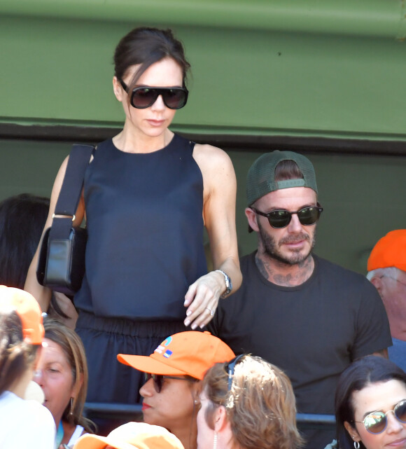 David Beckham, Victoria Beckham - La famille Beckham assiste à la finale homme de l'Open de tennis de Miami le 1er avril 2018.