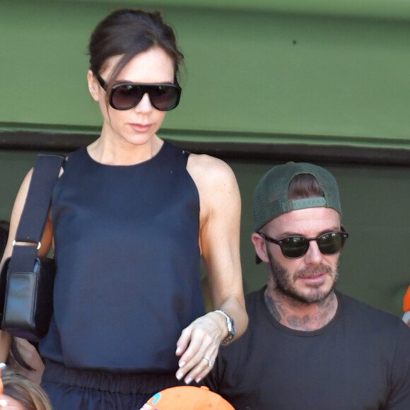 David Beckham, Victoria Beckham - La famille Beckham assiste à la finale homme de l'Open de tennis de Miami le 1er avril 2018.