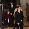 David Beckham arrive avec ses enfants Harper Beckham, Cruz Beckham, Romeo Beckham au défilé Victoria Beckham lors de la Fashion Week de New York City, New York, Etats-Unis, le 10 février 2018.