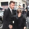 David Beckham et son fils Cruz - Victoria Beckham et son mari David Beckham sont allés bruncher avec leurs enfants au restaurant français Balthazar" dans le quartier de Soho à New York.Le 11 février 2018.
