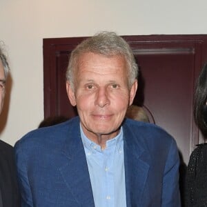 Patrick Poivre d'Arvor entre Olivier Lapidus et sa femme Yara - Générale du spectacle "Patrick et ses fantômes" au Casino de Paris, le 17 avril 2018. © Coadic Guirec/Bestimage