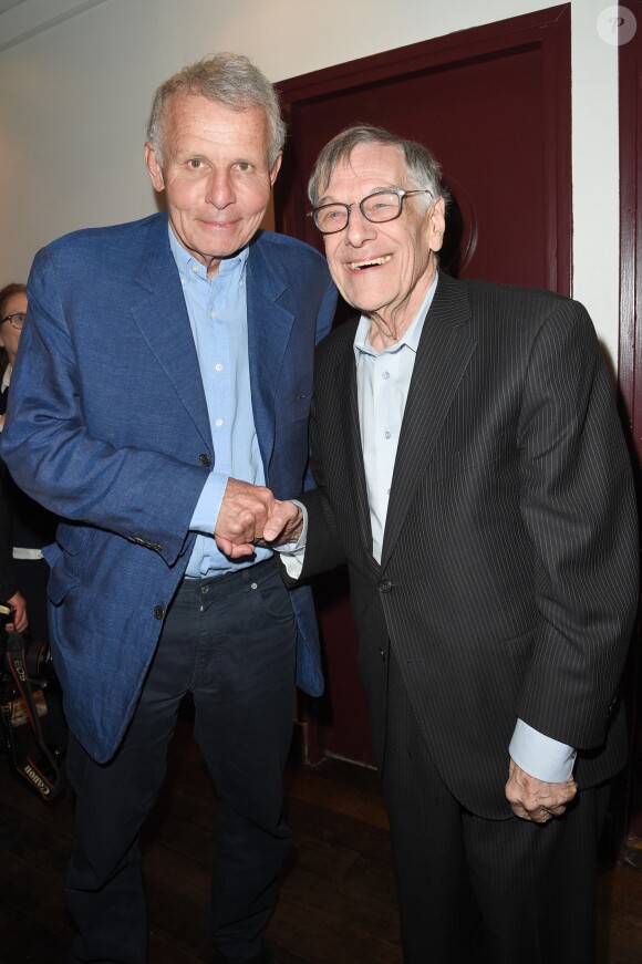 Patrick Poivre d'Arvor et Edgar Fruitier - Générale du spectacle "Patrick et ses fantômes" au Casino de Paris, le 17 avril 2018. © Coadic Guirec/Bestimage