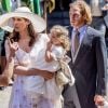Andrea Casiraghi, Tatiana Santo Domingo et leurs enfants Alexandre dit "Sasha" et India au mariage du prince Ernst August Jr de Hanovre et d'Ekaterina Malysheva en l'église Marktkirche de Hanovre le 8 juillet 2017. Le couple a accueilli son troisième enfant, Maximilian Rainier, le 20 avril 2018 à Londres.