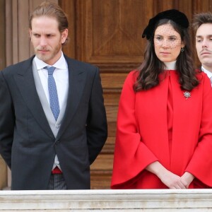 Andrea Casiraghi et Tatiana Santo Domingo au balcon du palais princier avec Louis Ducruet, Charlotte Casiraghi, Pierre Casiraghi et Beatrice Borromeo à Monaco le 19 novembre 2017 lors de la Fête nationale monégasque. Tatiana était alors enceinte de leur troisième enfant, Maximilian Rainier, né le 20 avril 2018 à Londres. © Olivier Huitel/Pool restreint Monaco//Bestimage