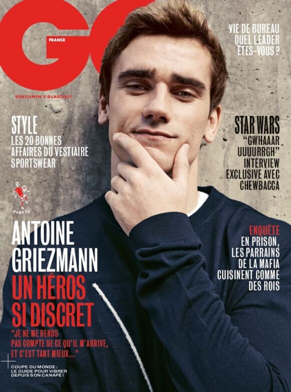 Antoine Griezmann en couverture du nouveau numéro de GQ France. Avril 2018.