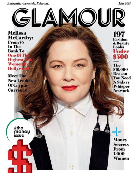Melissa McCarthy en couverture du Glamour américain, mai 2018.