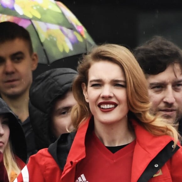 Natalia Vodianova lors d'une cérémonie d'accueil de la Coupe du Monde de football à Vladivostock. Le 1er mai 2018